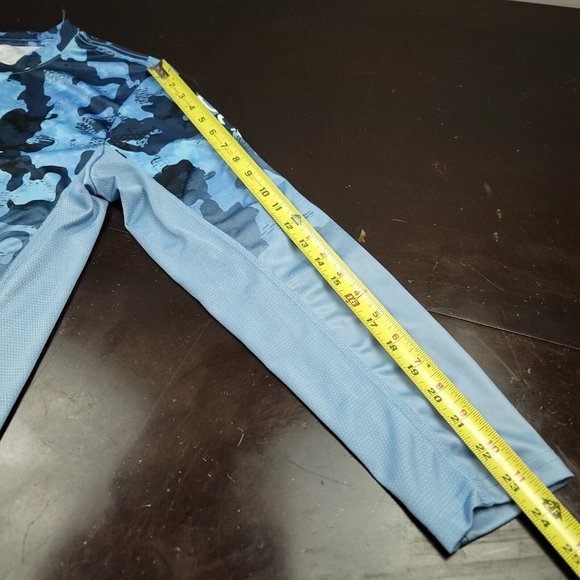 HUK‎ Mens S Performance Fishing Shirt Angler Small Blue Camo Long Sleeve Mesh - Picture 9 of 10